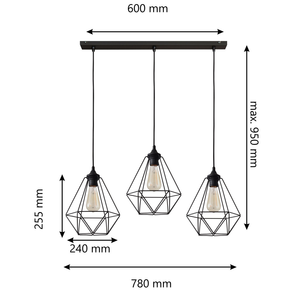 Oliver Vesper 3Light Kitchen Island Geometric Pendant & Reviews